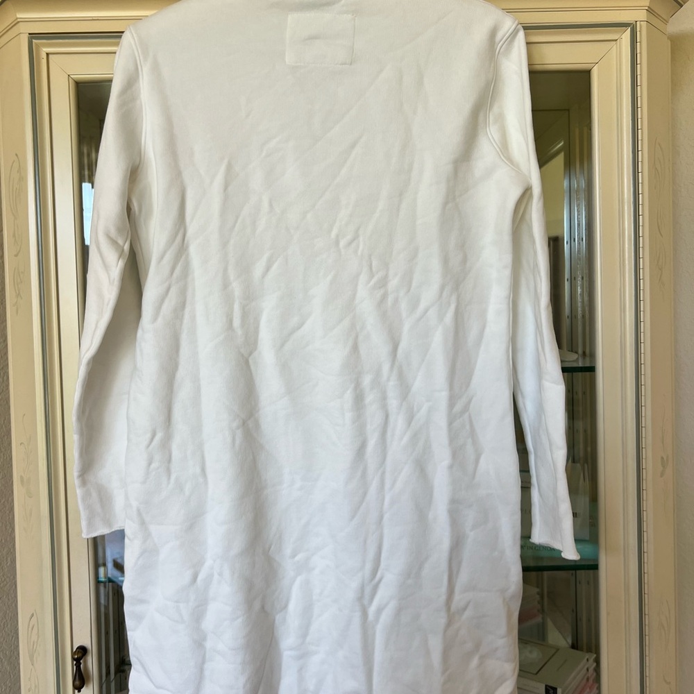 New Frank & Eileen Nicole White Triple Fleece Popover Henley Mini Dress M - Picture 7 of 7